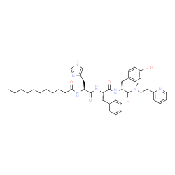 ChemSpider 2D Image | N-Undecanoyl-L-Histidyl-L-Phenylalanyl-N-Methyl-N-(2-Pyridin-2-Ylethyl)-L-Tyrosinamide | C43H57N7O5