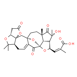 ChemSpider 2D Image | (2Z)-3-[(1S,3R,7R,10S,15S,17R,18S,19R,21S,25S)-19-Hydroxy-9,9,19,21-tetramethyl-5,14,20-trioxo-4,8,16,24-tetraoxaheptacyclo[13.8.1.1~15,18~.0~1,13~.0~3,7~.0~3,10~.0~21,25~]pentacos-12-en-17-yl]-2-meth
ylacrylic acid | C29H34O10