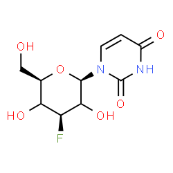 ChemSpider 2D Image | 1-(3-Deoxy-3-fluoro-beta-D-threo-hexopyranosyl)-2,4(1H,3H)-pyrimidinedione | C10H13FN2O6