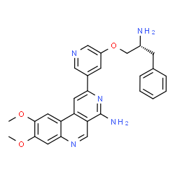 ChemSpider 2D Image | 2-{5-[(2R)-2-Amino-3-phenylpropoxy]-3-pyridinyl}-8,9-dimethoxybenzo[c][2,7]naphthyridin-4-amine | C28H27N5O3