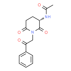 ChemSpider 2D Image | N-[(3S)-2,6-Dioxo-1-(2-oxo-2-phenylethyl)-3-piperidinyl]acetamide | C15H16N2O4