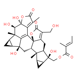 ChemSpider 2D Image | [(1aR,1bS,2R,2aS,5cR,9aR,10S,10aS,11aR,11bS,11cS,12aS,12bS)-2,2a,10,12a-Tetrahydroxy-8-(hydroxymethyl)-1b,5,11b-trimethyl-4,7-dioxo-1,1a,1b,2,2a,4,7,9,9a,10,10a,11,11a,11b,11c,12,12a,12b-octadecahydro
cyclopropa[4,5]cyclopropa[4',5']cyclopenta[1',2':7,8]furo[3',2':10,10a]acephenanthryleno[2,1-b]furan-10-yl]methyl (2E)-2-methyl-2-butenoate | C35H40O11