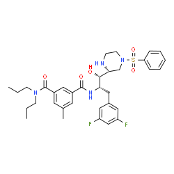 ChemSpider 2D Image | N'-{(1S,2S)-3-(3,5-Difluorophenyl)-1-hydroxy-1-[(2R)-4-(phenylsulfonyl)-2-piperazinyl]-2-propanyl}-5-methyl-N,N-dipropylisophthalamide | C34H42F2N4O5S
