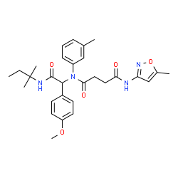 ChemSpider 2D Image | N-{1-(4-Methoxyphenyl)-2-[(2-methyl-2-butanyl)amino]-2-oxoethyl}-N'-(5-methyl-1,2-oxazol-3-yl)-N-(3-methylphenyl)succinamide | C29H36N4O5