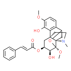ChemSpider 2D Image | (6beta,7beta,8beta,10alpha)-4,7-Dihydroxy-3,8-dimethoxy-17-methyl-8,10-epoxyhasubanan-6-yl (2E)-3-phenylacrylate | C28H31NO7