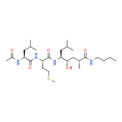 ChemSpider 2D Image | N-Acetyl-L-leucyl-N-[(4S,5S,7R)-8-(butylamino)-5-hydroxy-2,7-dimethyl-8-oxo-4-octanyl]-L-methioninamide | C27H52N4O5S