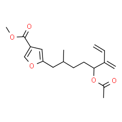 ChemSpider 2D Image | Methyl 5-(5-acetoxy-2-methyl-6-methylene-7-octen-1-yl)-3-furoate | C18H24O5