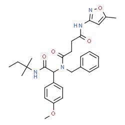 ChemSpider 2D Image | N-Benzyl-N-{1-(4-methoxyphenyl)-2-[(2-methyl-2-butanyl)amino]-2-oxoethyl}-N'-(5-methyl-1,2-oxazol-3-yl)succinamide | C29H36N4O5