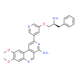ChemSpider 2D Image | 2-{5-[(2S)-2-Amino-3-phenylpropoxy]-3-pyridinyl}-8,9-dimethoxybenzo[c][2,7]naphthyridin-4-amine | C28H27N5O3