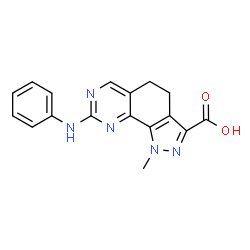 ChemSpider 2D Image | 8-Anilino-1-methyl-4,5-dihydro-1H-pyrazolo[4,3-h]quinazoline-3-carboxylic acid | C17H15N5O2