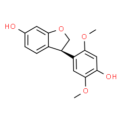 ChemSpider 2D Image | (3R)-3-(4-Hydroxy-2,5-dimethoxyphenyl)-2,3-dihydro-1-benzofuran-6-ol | C16H16O5