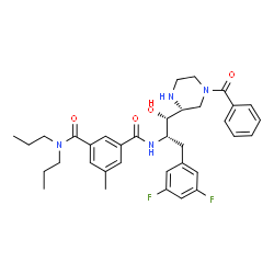 ChemSpider 2D Image | N'-[(1S,2S)-1-[(2R)-4-Benzoyl-2-piperazinyl]-3-(3,5-difluorophenyl)-1-hydroxy-2-propanyl]-5-methyl-N,N-dipropylisophthalamide | C35H42F2N4O4