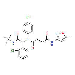ChemSpider 2D Image | N-(4-Chlorophenyl)-N-{1-(2-chlorophenyl)-2-[(2-methyl-2-propanyl)amino]-2-oxoethyl}-N'-(5-methyl-1,2-oxazol-3-yl)succinamide | C26H28Cl2N4O4