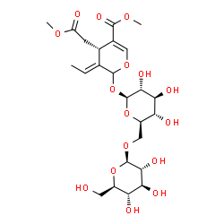 ChemSpider 2D Image | Methyl (3E,4S)-3-ethylidene-2-{[6-O-(beta-D-glucopyranosyl)-beta-D-glucopyranosyl]oxy}-4-(2-methoxy-2-oxoethyl)-3,4-dihydro-2H-pyran-5-carboxylate | C24H36O16