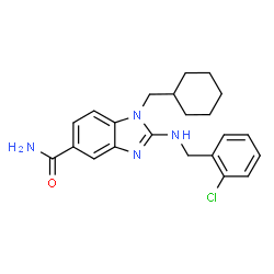 ChemSpider 2D Image | 2-[(2-Chlorobenzyl)amino]-1-(cyclohexylmethyl)-1H-benzimidazole-5-carboxamide | C22H25ClN4O