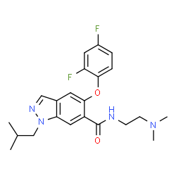 ChemSpider 2D Image | 5-(2,4-Difluorophenoxy)-N-[2-(dimethylamino)ethyl]-1-isobutyl-1H-indazole-6-carboxamide | C22H26F2N4O2