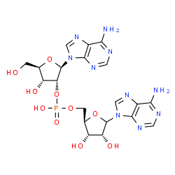 ChemSpider 2D Image | [(2R,3S,4R)-5-(6-Amino-9H-purin-9-yl)-3,4-dihydroxytetrahydro-2-furanyl]methyl (2R,3R,4R,5R)-2-(6-amino-9H-purin-9-yl)-4-hydroxy-5-(hydroxymethyl)tetrahydro-3-furanyl hydrogen phosphate (non-preferred
 name) | C20H25N10O10P