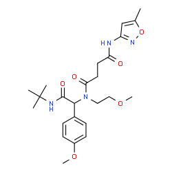 ChemSpider 2D Image | N-(2-Methoxyethyl)-N-{1-(4-methoxyphenyl)-2-[(2-methyl-2-propanyl)amino]-2-oxoethyl}-N'-(5-methyl-1,2-oxazol-3-yl)succinamide | C24H34N4O6