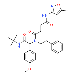 ChemSpider 2D Image | N-{1-(4-Methoxyphenyl)-2-[(2-methyl-2-propanyl)amino]-2-oxoethyl}-N'-(5-methyl-1,2-oxazol-3-yl)-N-(2-phenylethyl)succinamide | C29H36N4O5