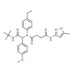 ChemSpider 2D Image | N-(4-Ethylphenyl)-N-{1-(4-methoxyphenyl)-2-[(2-methyl-2-propanyl)amino]-2-oxoethyl}-N'-(5-methyl-1,2-oxazol-3-yl)succinamide | C29H36N4O5