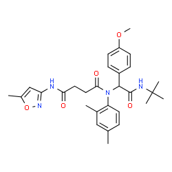 ChemSpider 2D Image | N-(2,4-Dimethylphenyl)-N-{1-(4-methoxyphenyl)-2-[(2-methyl-2-propanyl)amino]-2-oxoethyl}-N'-(5-methyl-1,2-oxazol-3-yl)succinamide | C29H36N4O5