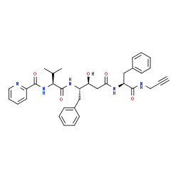 ChemSpider 2D Image | N-[(2S)-1-{[(2S,3S)-3-Hydroxy-5-oxo-5-{[(2S)-1-oxo-3-phenyl-1-(2-propyn-1-ylamino)-2-propanyl]amino}-1-phenyl-2-pentanyl]amino}-3-methyl-1-oxo-2-butanyl]-2-pyridinecarboxamide | C34H39N5O5