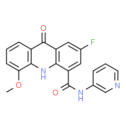 ChemSpider 2D Image | 2-Fluoro-5-methoxy-9-oxo-N-(3-pyridinyl)-9,10-dihydro-4-acridinecarboxamide | C20H14FN3O3