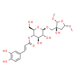 ChemSpider 2D Image | [(2R,3S,5S)-3-Hydroxy-2,5-dimethoxytetrahydro-3-furanyl]methyl 4-O-[(2E)-3-(3,4-dihydroxyphenyl)-2-propenoyl]-beta-D-glucopyranoside | C22H30O13
