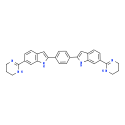 ChemSpider 2D Image | 2,2'-(1,4-Phenylene)bis[6-(1,4,5,6-tetrahydro-2-pyrimidinyl)-1H-indole] | C30H28N6
