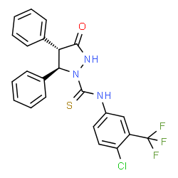 ChemSpider 2D Image | (4S,5R)-N-[4-Chloro-3-(trifluoromethyl)phenyl]-3-oxo-4,5-diphenyl-1-pyrazolidinecarbothioamide | C23H17ClF3N3OS