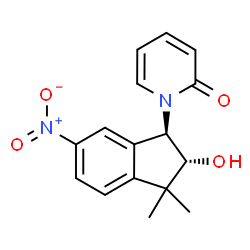 ChemSpider 2D Image | 1-[(1R,2R)-2-Hydroxy-3,3-dimethyl-6-nitro-2,3-dihydro-1H-inden-1-yl]-2(1H)-pyridinone | C16H16N2O4