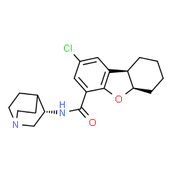 ChemSpider 2D Image | (5aR,9aR)-N-[(3S)-1-Azabicyclo[2.2.2]oct-3-yl]-2-chloro-5a,6,7,8,9,9a-hexahydrodibenzo[b,d]furan-4-carboxamide | C20H25ClN2O2