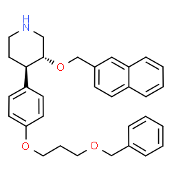 ChemSpider 2D Image | (3R,4R)-4-{4-[3-(Benzyloxy)propoxy]phenyl}-3-(2-naphthylmethoxy)piperidine | C32H35NO3