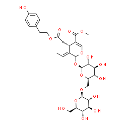 ChemSpider 2D Image | Methyl (3E,4S)-3-ethylidene-2-{[6-O-(beta-D-glucopyranosyl)-beta-D-glucopyranosyl]oxy}-4-{2-[2-(4-hydroxyphenyl)ethoxy]-2-oxoethyl}-3,4-dihydro-2H-pyran-5-carboxylate | C31H42O17