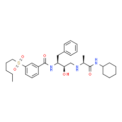 ChemSpider 2D Image | N-[(1s,2r)-1-Benzyl-3-{[(1s)-2-(Cyclohexylamino)-1-Methyl-2-Oxoethyl]amino}-2-Hydroxypropyl]-3-(Pentylsulfonyl)benzamide | C31H45N3O5S