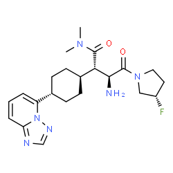 ChemSpider 2D Image | (2S,3S)-3-AMINO-4-[(3S)-3-FLUOROPYRROLIDIN-1-YL]-N,N-DIMETHYL-4-OXO-2-(TRANS-4-[1,2,4]TRIAZOLO[1,5-A]PYRIDIN-5-YLCYCLOHEXYL)BUTANAMIDE | C22H31FN6O2
