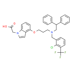 ChemSpider 2D Image | [4-(3-{[2-Chloro-3-(trifluoromethyl)benzyl](2,2-diphenylethyl)amino}propoxy)-1H-indol-1-yl]acetic acid | C35H32ClF3N2O3