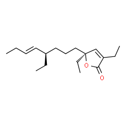 ChemSpider 2D Image | (5S)-3,5-Diethyl-5-[(4R,5E)-4-ethyl-5-octen-1-yl]-2(5H)-furanone | C18H30O2