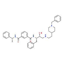 ChemSpider 2D Image | N-[(2S,3R)-4-{[2-(1-Benzyl-4-piperidinyl)ethyl]amino}-3-hydroxy-1-phenyl-2-butanyl]-N'-[(1R)-1-phenylethyl]isophthalamide | C40H48N4O3