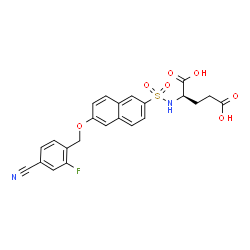 ChemSpider 2D Image | N-({6-[(4-Cyano-2-fluorobenzyl)oxy]-2-naphthyl}sulfonyl)-D-glutamic acid | C23H19FN2O7S