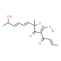 ChemSpider 2D Image | 4-[(2E)-2-Butenoyl]-2-[(1E,3E)-5-hydroxy-1,3-hexadien-1-yl]-5-methoxy-2-methyl-3(2H)-furanone | C16H20O5