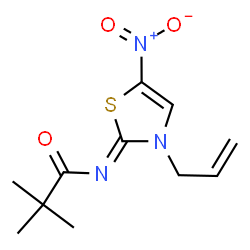ChemSpider 2D Image | N-[(2Z)-3-Allyl-5-nitro-1,3-thiazol-2(3H)-ylidene]-2,2-dimethylpropanamide | C11H15N3O3S