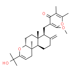 ChemSpider 2D Image | 3-{[(4aR,6aR,7S,10aR,10bR)-3-(2-Hydroxy-2-propanyl)-6a,10b-dimethyl-8-methylene-4a,5,6,6a,7,8,9,10,10a,10b-decahydro-1H-benzo[f]chromen-7-yl]methyl}-2-methoxy-5,6-dimethyl-4H-pyran-4-one | C28H40O5