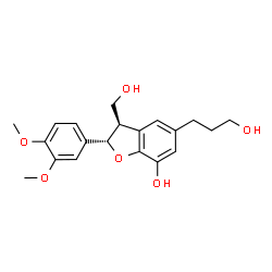 ChemSpider 2D Image | (2S,3R)-2-(3,4-Dimethoxyphenyl)-3-(hydroxymethyl)-5-(3-hydroxypropyl)-2,3-dihydro-1-benzofuran-7-ol | C20H24O6