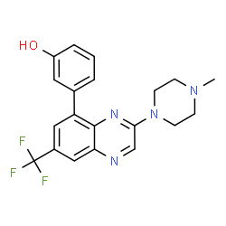 ChemSpider 2D Image | 3-[3-(4-Methyl-1-piperazinyl)-7-(trifluoromethyl)-5-quinoxalinyl]phenol | C20H19F3N4O