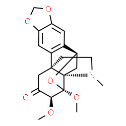 ChemSpider 2D Image | (1S,11R,13S,14S,15S)-14,15-Dimethoxy-20-methyl-5,7,21-trioxa-20-azahexacyclo[11.4.3.1~11,14~.0~1,13~.0~2,10~.0~4,8~]henicosa-2(10),3,8-trien-16-one | C20H23NO6