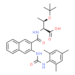 ChemSpider 2D Image | N-{3-[(Mesitylcarbamoyl)amino]-2-naphthoyl}-O-(2-methyl-2-propanyl)-L-threonine | C29H35N3O5
