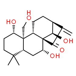ChemSpider 2D Image | (1alpha,5beta,7alpha,8alpha,9beta,10alpha,13alpha,14R)-1,7,14,20-Tetrahydroxykaur-16-en-15-one | C20H30O5