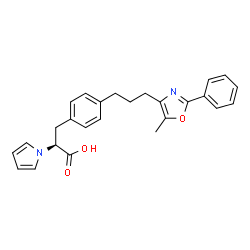 ChemSpider 2D Image | (2S)-3-{4-[3-(5-Methyl-2-phenyl-1,3-oxazol-4-yl)propyl]phenyl}-2-(1H-pyrrol-1-yl)propanoic acid | C26H26N2O3