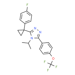 ChemSpider 2D Image | 3-[1-(4-Fluorophenyl)cyclopropyl]-4-isopropyl-5-[4-(trifluoromethoxy)phenyl]-4H-1,2,4-triazole | C21H19F4N3O